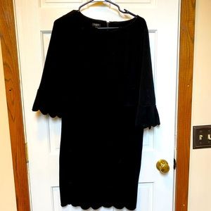 Talbots Black Trumpet Sleeved Scalloped Hem Sheath Dress - Size 12p